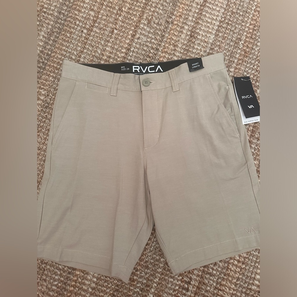 RVCA Men's Light Khaki Flat Front Shorts